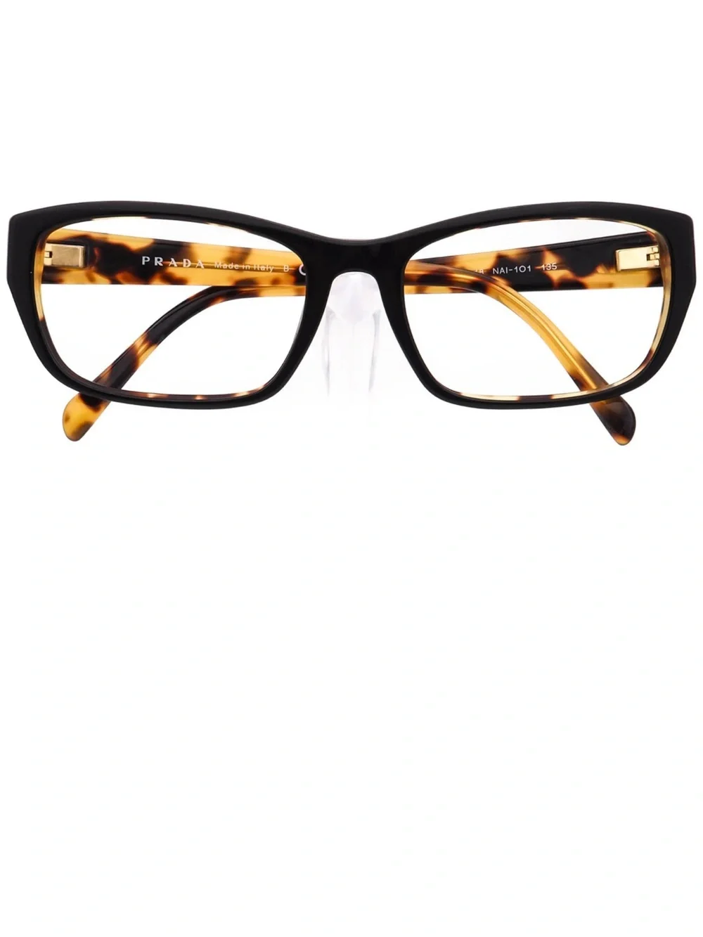 Prada Eyeglasses VPR 18O NAI-1O1 Black on Tokyo Havana Frame Italy 135- in case